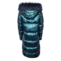 Дълго дамско яке City Angels Jeans, Тъмно зелен лак, 6833